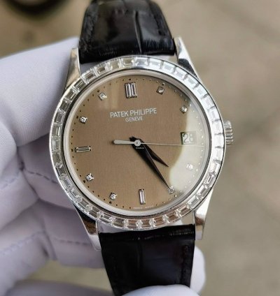 Patek Philippe Calatrava Platinum Diamond Automatic Watch 38mm Calatrava Pt950 5298p-001