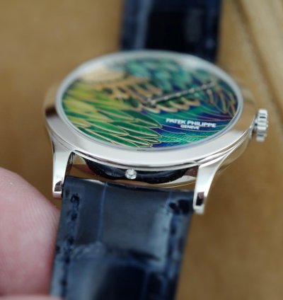 Patek Philippe Calatrava Platinum Handcraft Calatrava Ref 5077p With Peacock Or Pheasant Dial
