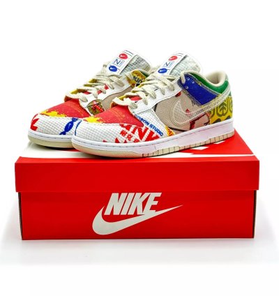 Da6125-900 Nike Dunk Low City Market Red White Beige Multi Green Yellow