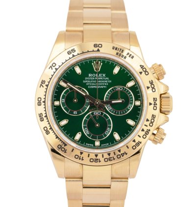 Rolex Daytona 2021 New Papers Rolex Daytona Cosmograph Green 40mm 18k Yellow Watch 116508 Box