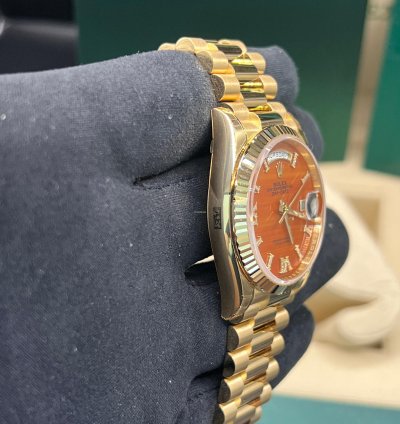 Rolex Day-date 36 Orange Diamond Dial Full Yellow Gold