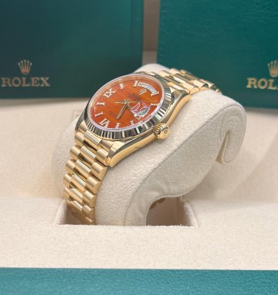 Rolex Day-date 36 Orange Diamond Dial Full Yellow Gold