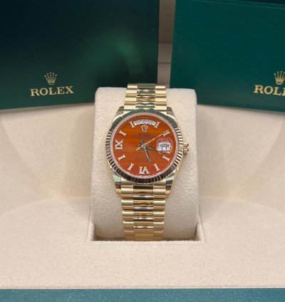 Rolex Day-date 36 Orange Diamond Dial Full Yellow Gold