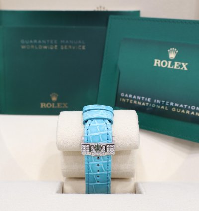 Rolex Day-date 36 Pav Tiffany Turquoise Leather New Full Set Off Catalogue