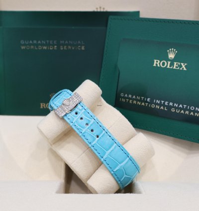 Rolex Day-date 36 Pav Tiffany Turquoise Leather New Full Set Off Catalogue
