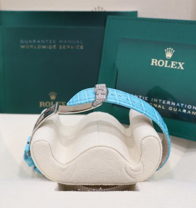 Rolex Day-date 36 Pav Tiffany Turquoise Leather New Full Set Off Catalogue