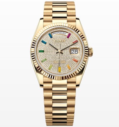 Rolex Day-date 36 Paved Rainbow Diamond Dial Unworn