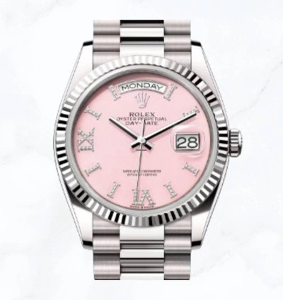Rolex Day-date 36 Pink Opal Diamond Dial 128239 new Unworn