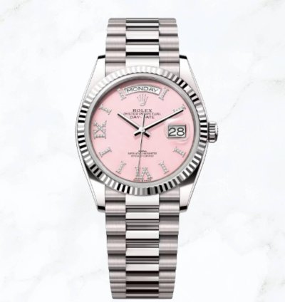 Rolex Day-date 36 Pink Opal Diamond Dial 128239 new Unworn