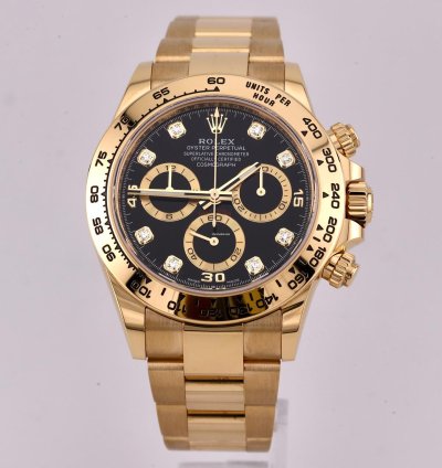 Rolex Daytona 2022 Daytona Yellow Gold Black Diamond Dial 116508