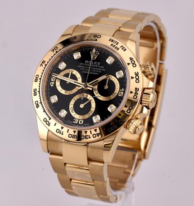 Rolex Daytona 2022 Daytona Yellow Gold Black Diamond Dial 116508