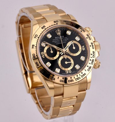 Rolex Daytona 2022 Daytona Yellow Gold Black Diamond Dial 116508