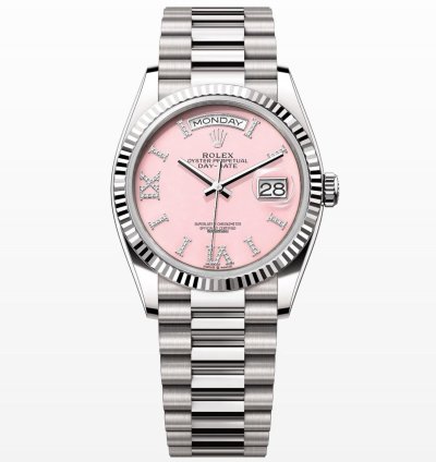 Rolex Day-date 36 Pink Roman Diamond Dial Unworn