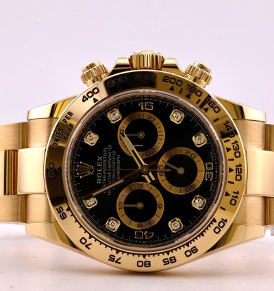 Rolex Daytona 2022 Daytona Yellow Gold Black Diamond Dial 116508