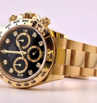 Rolex Daytona 2022 Daytona Yellow Gold Black Diamond Dial 116508