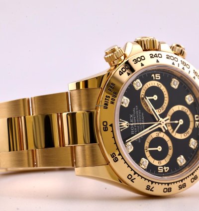 Rolex Daytona 2022 Daytona Yellow Gold Black Diamond Dial 116508