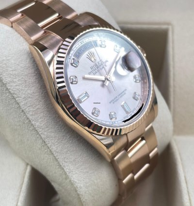 Rolex Day-date 36 Pink Sundust Diamond Dial New Unworn 2022 Full Set Box Papers