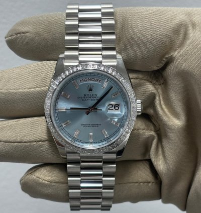 Rolex Day-date 36 Platinum 128396tbr Factory Bezel And Dial New 2023
