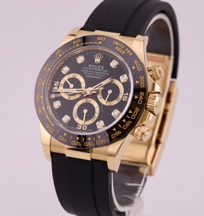 Rolex Daytona 2022 Daytona Yellow Gold Oysterflex Black Diamond Dial 126518ln