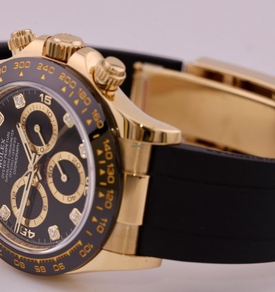 Rolex Daytona 2022 Daytona Yellow Gold Oysterflex Black Diamond Dial 126518ln
