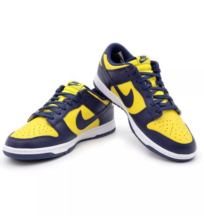 Dd1391-700 Nike Dunk Low Michigan Varsity Maze Midnight Navy White