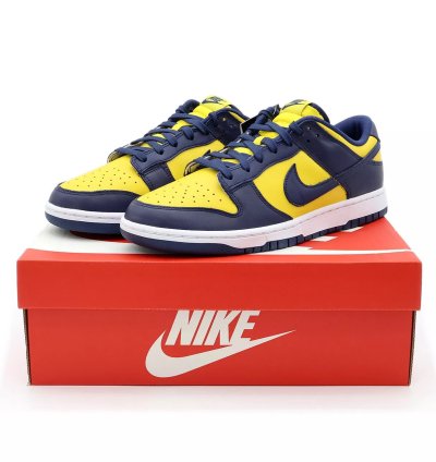 Dd1391-700 Nike Dunk Low Michigan Varsity Maze Midnight Navy White