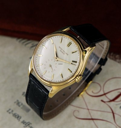 Patek Philippe Calatrava Vintage Calatrava Ref 2526 18kt Yellow Gold Mark Enamel Dial From Year 1955