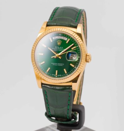 Rolex Day-date 36 President 36 Green Dial Yellow Gold 36mm 118138 - Box Papers 2015