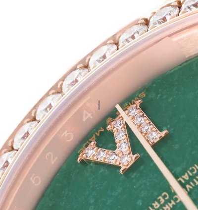 Rolex Day-date 36 President Day Date Rose Gold Green Aventurine Diamond Watch 128345 Unworn