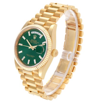 Rolex Day-date 36 President Day-date Yellow Gold Green Diamond Dial Mens Watch 128238 Unworn 2024