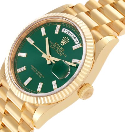 Rolex Day-date 36 President Day-date Yellow Gold Green Diamond Dial Mens Watch 128238 Unworn 2024