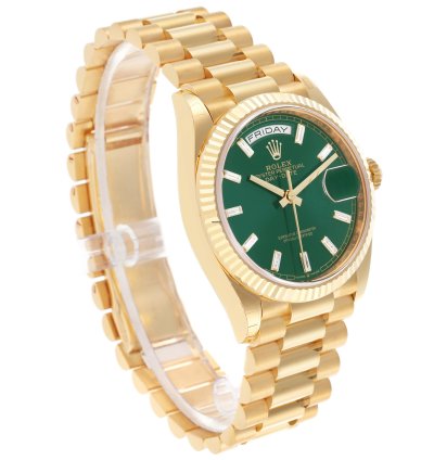 Rolex Day-date 36 President Day-date Yellow Gold Green Diamond Dial Mens Watch 128238 Unworn 2024