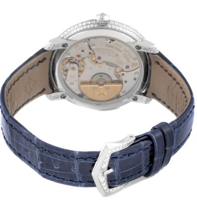 Patek Philippe Calatrava White Gold Blue Dial Diamond Ladies Watch 4978