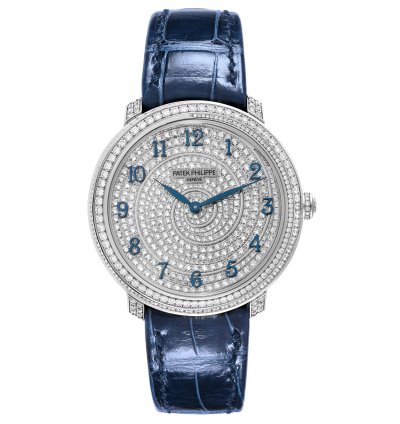 Patek Philippe Calatrava White Gold Blue Dial Diamond Ladies Watch 4978