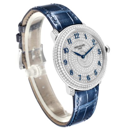 Patek Philippe Calatrava White Gold Blue Dial Diamond Ladies Watch 4978