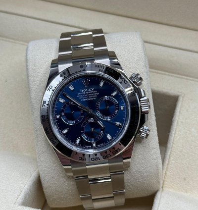Rolex Daytona 2022 White Gold Daytona Blue Dial Unworn Box And Papers 116509