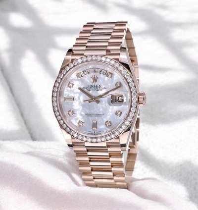 Rolex Day-date 36 President Rose Gold Pearl Dial Diamonds 36 Mm Unworn 2022