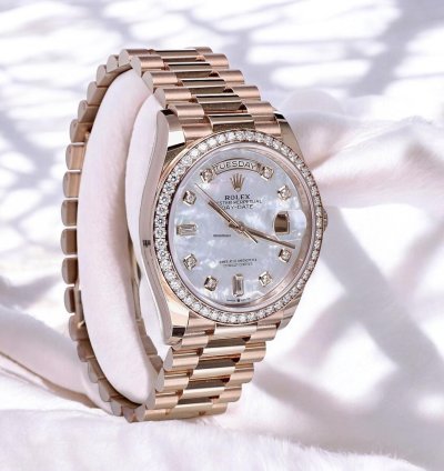 Rolex Day-date 36 President Rose Gold Pearl Dial Diamonds 36 Mm Unworn 2022