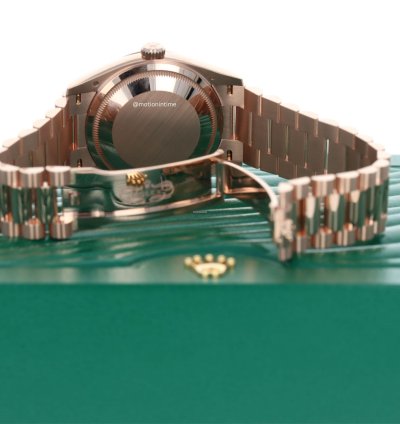 Rolex Day-date 36 President Rose Gold Slate Diamond Baguette Dial 128235 18kt Everose Gold