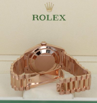 Rolex Day-date 36 President Rose Gold Slate Diamond Baguette Dial 128235 18kt Everose Gold