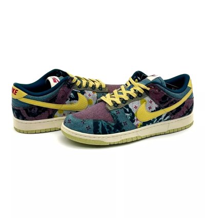 Cz9747-900 Nike Dunk Low Community Garden Midnight Turquoise Cardinal Red Lemon