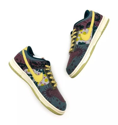 Cz9747-900 Nike Dunk Low Community Garden Midnight Turquoise Cardinal Red Lemon