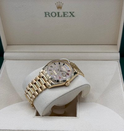 Rolex Day-date 36 Rainbow Sapphire Diamonds Dial Factory Set New