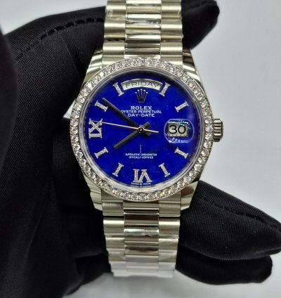 Rolex Day-date 36 Rare Lapis Diamond Dial With Diamond Bezel