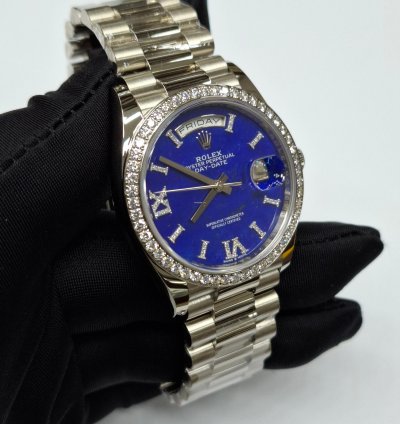 Rolex Day-date 36 Rare Lapis Diamond Dial With Diamond Bezel