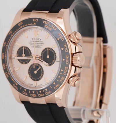 Rolex Daytona 2023 New Papers Rolex Daytona Cosmograph 18k Rose Sundust Oysterflex 126515 Box