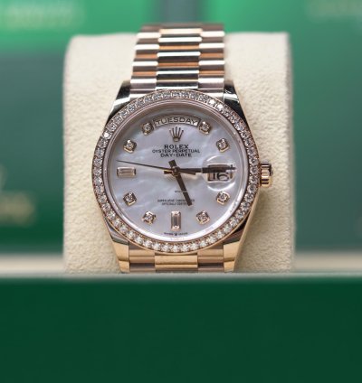Rolex Day-date 36 Rose Gold 36mm Factory Mother Of Pearl Diamond President 128345rbr