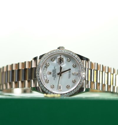 Rolex Day-date 36 Rose Gold 36mm Factory Mother Of Pearl Diamond President 128345rbr