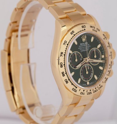 Rolex Daytona 2023 New Papers Rolex Daytona Cosmograph Green 40mm 18k Yellow Watch 116508 Box