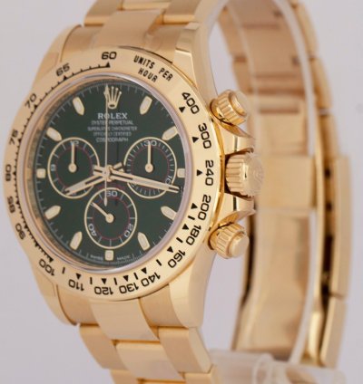 Rolex Daytona 2023 New Papers Rolex Daytona Cosmograph Green 40mm 18k Yellow Watch 116508 Box